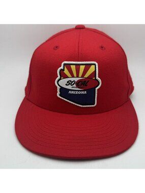 So-Cal Arizona Baseball Cap Hat Red Flat Brim 210 FITTED Size 7 1/4 - 7 5/8